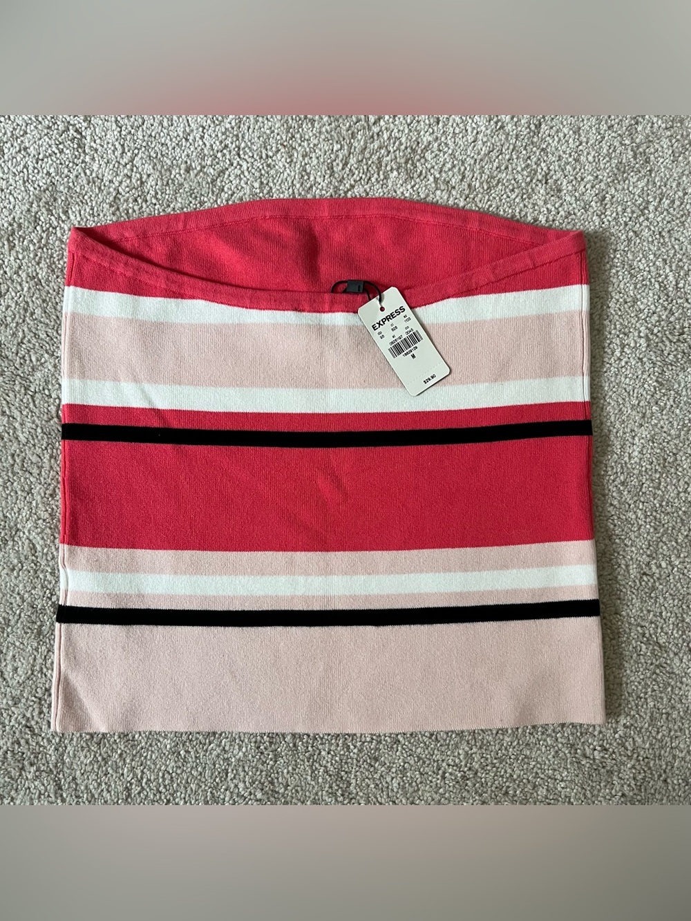 Express Coral, Blush & Black Striped Top - Picture 2 of 3